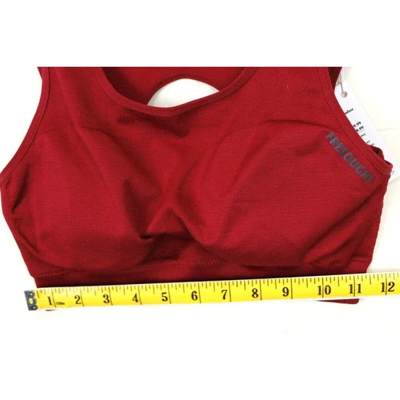 Fresought Activewear Sport Bra Padded Wicking Women M Athleisure Top Burgundy - Picture 7 of 8